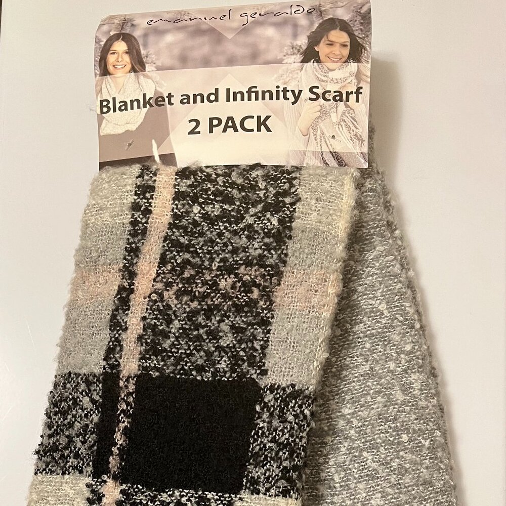Blanket Scarf and Infinity Scarf 2 Piece Set Emanuel Geraldo 2 Pack Women Scarf